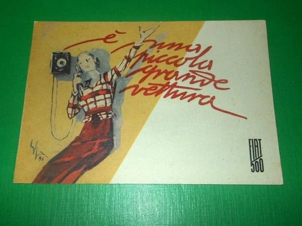 Cartolina FIAT 500 - Illustratore Sacchetti - Riproduzione De Agostini …
