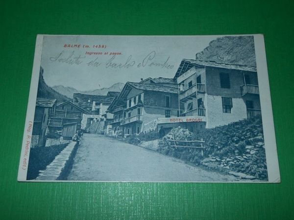 Cartolina Balme - Ingresso al Paese 1910 ca