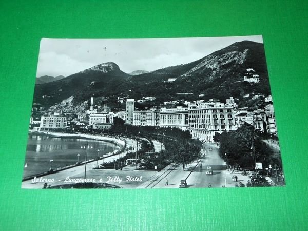 Cartolina Salerno - Lungomare e Jolly Hotel 1954