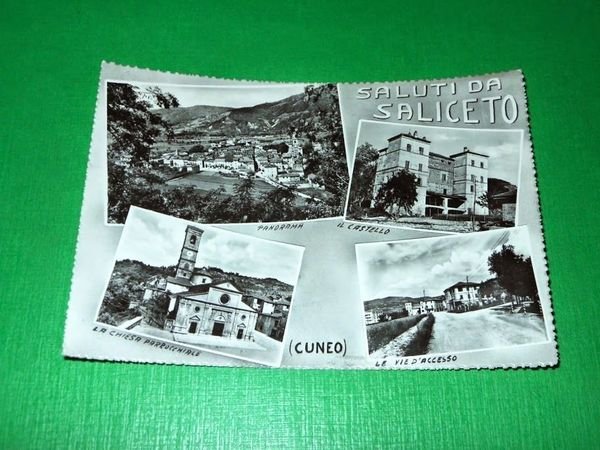 Cartolina Saluti da Saliceto ( Cuneo ) - Vedute diverse …