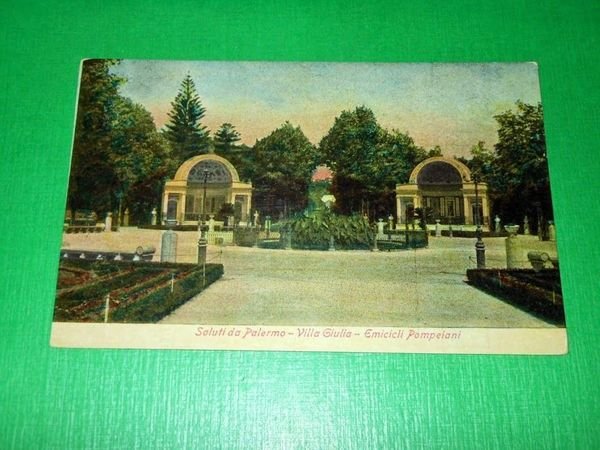 Cartolina Saluti da Palermo - Villa Giulia - Emicicli Pompeiani …