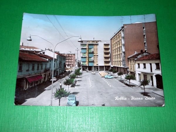 Cartolina Robbio - Piazza Dante 1967