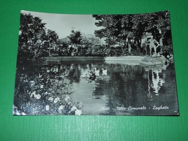 Cartolina Chieti - Villa Comunale - Laghetto 1950 ca