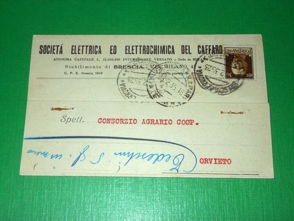 Cartolina Pubblicità Società Elettrica ed Elettrochimica del Caffaro - Brescia | Immagine principale