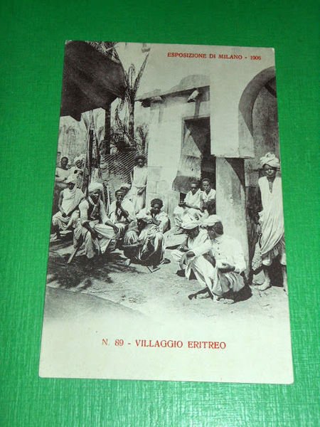 Cartolina Esposizione di Milano 1906 - Villaggio Eritreo #