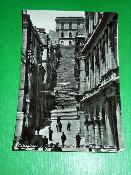 Cartolina Caltagirone - Scala Maria SS. Del Monte 1955