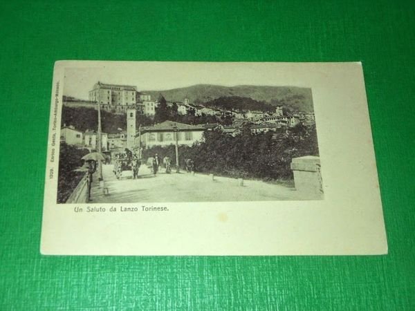 Cartolina Un saluto da Lanzo Torinese - Scorcio panoramico 1900 … | Immagine principale