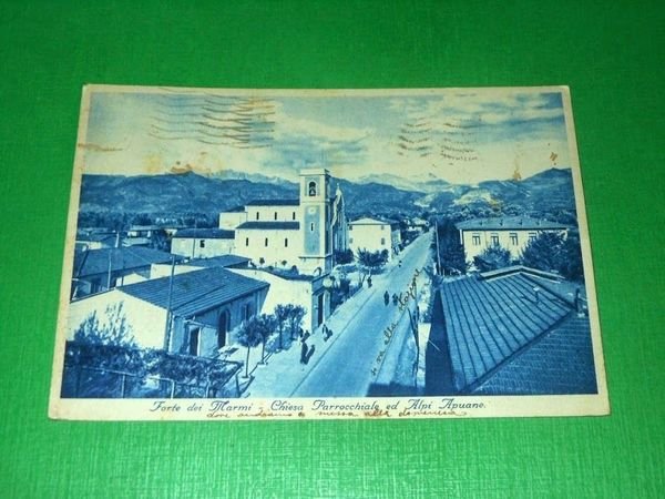 Cartolina Forte dei Marmi - Chiesa Parrocchiale ed Alpi Apuane …