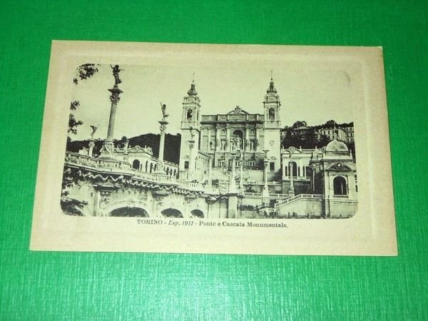 Cartolina Torino - Esposizione 1911 - Ponte e Cascata Monumentale