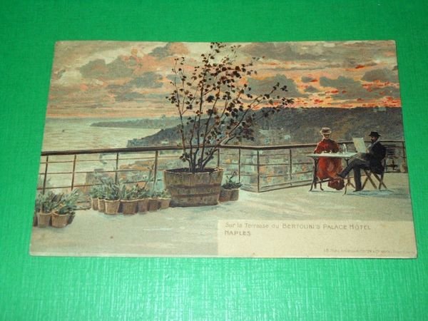 Cartolina Napoli - Sul terrazzo di Bartolini's Palace Hotel 1910 | Immagine principale