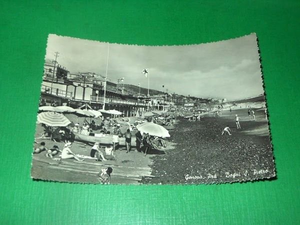 Cartolina Genova Prà - Bagni S. Pietro 1952