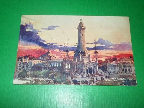 Cartolina Esposizione di Milano 1906 - Padiglione della Marina