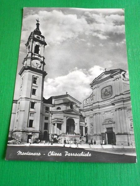 Cartolina Montanaro - Chiesa Parrocchiale 1955