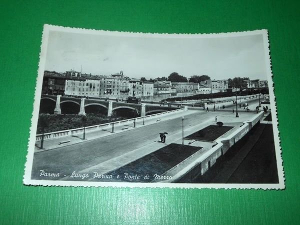 Cartolina Parma - Lungo Parma e Ponte di Mezzo 1952