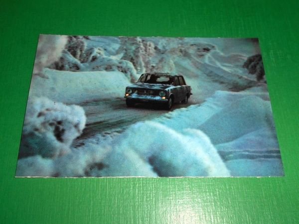 Cartolina Pubblicità Auto - La Fiat 124 oltre il circolo …