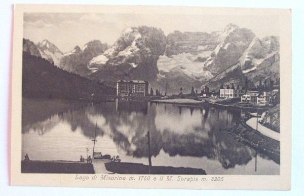 Cartolina Lago di Misurina e il M. Sorapis 1930 ca