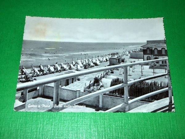 Cartolina Gatteo a Mare - Saluti dalla Spiaggia 1955 ca