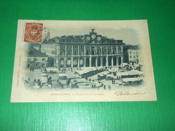 Cartolina Alessandria - Piazza Vittorio Emanuele 1902