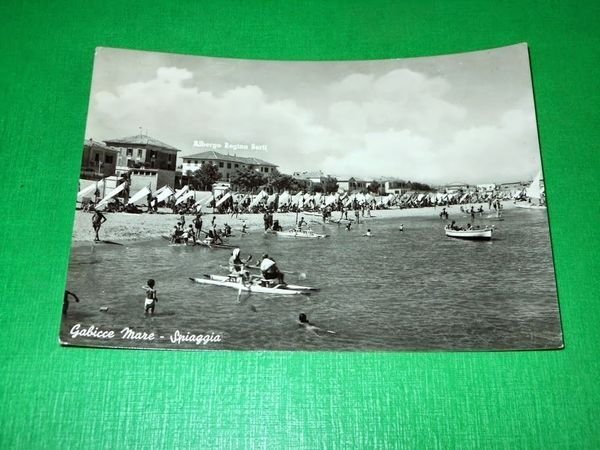 Cartolina Gabicce Mare - Spiaggia 1955