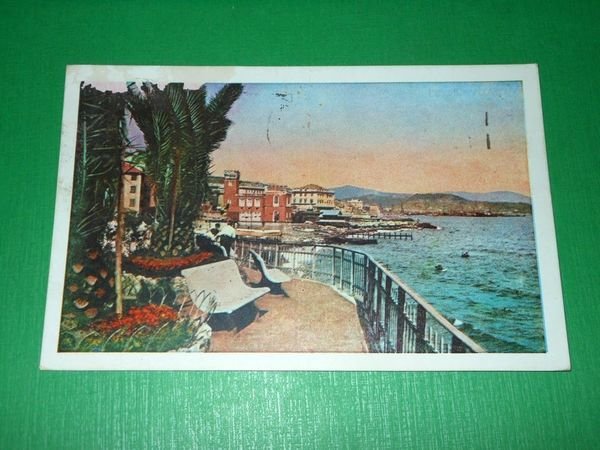 Cartolina Genova Pegli - Passeggiata a mare - Ponente 1939