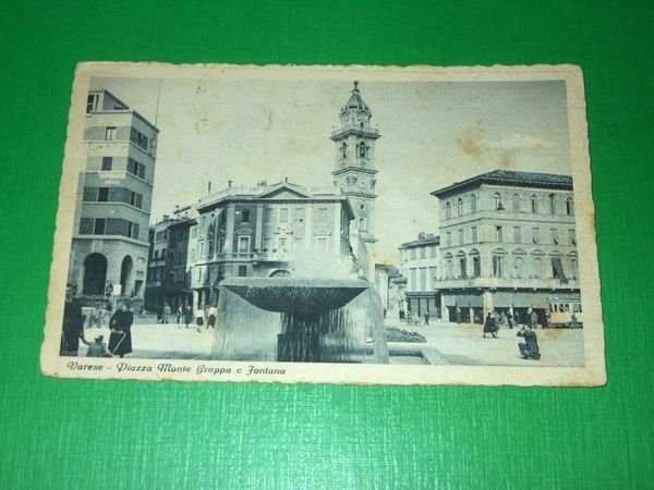 Cartolina Varese - Piazza Monte Grappa e Fontana 1942