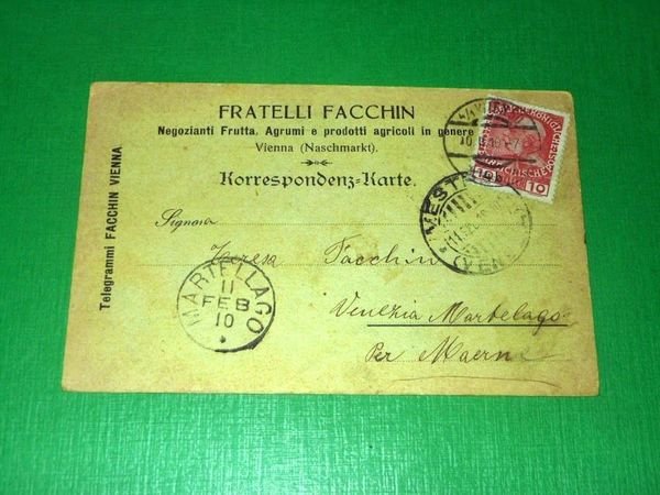 Cartolina Pubblicità Negozianti Prodotti Agricoli - Fratelli Facchin ( Vienna …