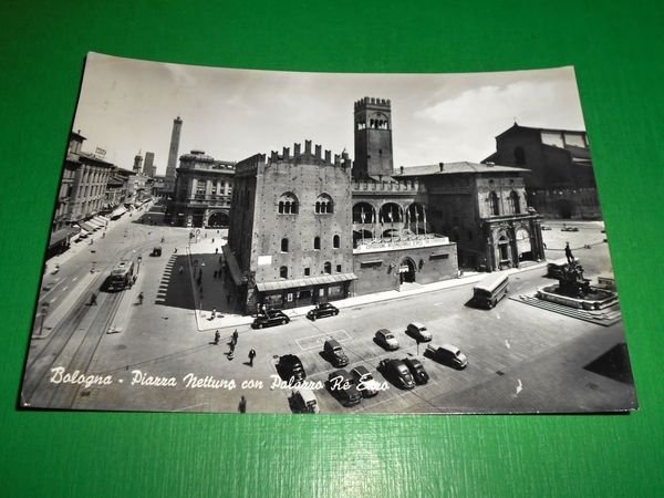 Cartolina Bologna - Piazza Nettuno con Palazzo Re Enzo 1960 …