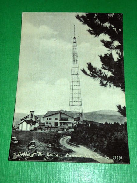 Cartolina Bobbio - Monte Penice - Stazione Televisiva 1958