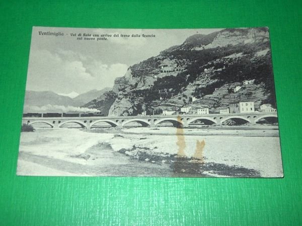 Cartolina Ventimiglia - Val di Roia con arrivo del treno …