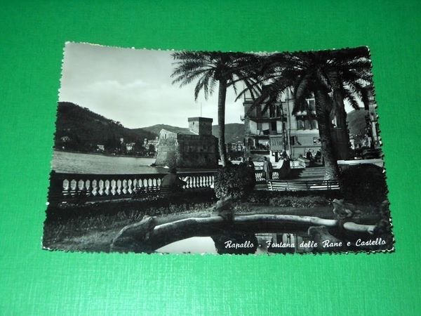Cartolina Rapallo - Fontana delle Rane e Castello 1951