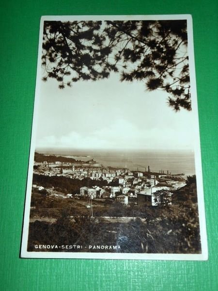 Cartolina Genova Sestri - Panorama 1937
