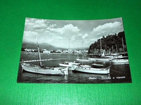 Cartolina Sestri - Barche a riposo 1956
