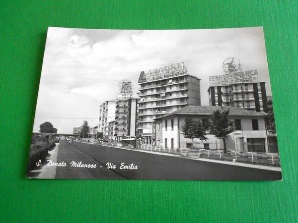 Cartolina San Donato Milanese - Via Emilia 1955 ca