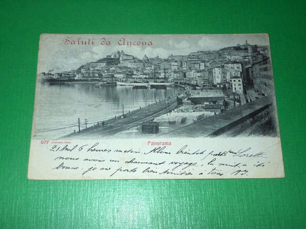 Cartolina Saluti da Ancona - Panorama 1904