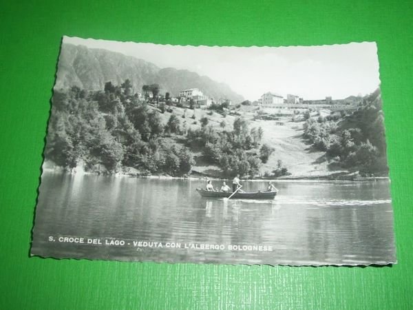 Cartolina S. Croce del Lago - Veduta con l' Albergo …