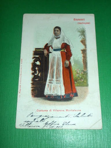 Cartolina Costume di Villanova Monteleone ( Sassari ) 1910