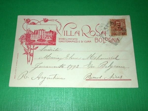 Cartolina Bologna - Stabilimento Idroterapico di Cura Villa Rosa 1902