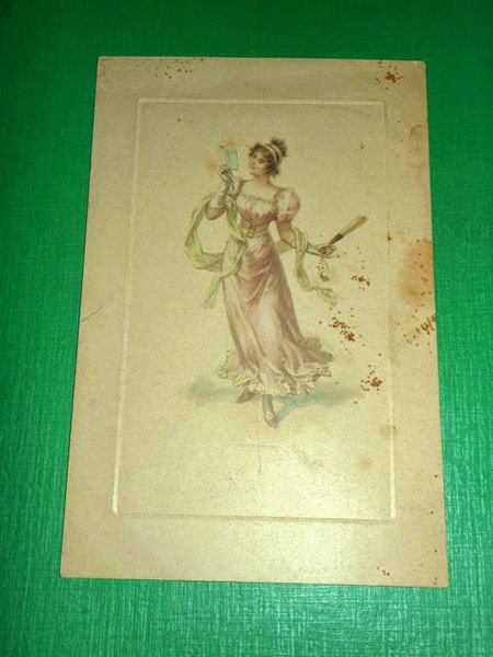 Cartolina illustrata - Costume d' epoca 1908