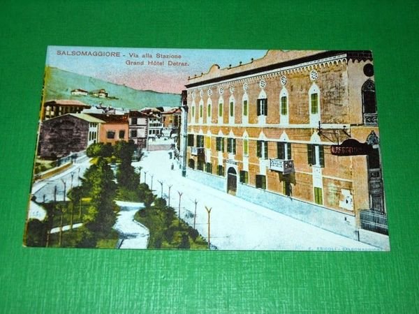 Cartolina Salsomaggiore - Via alla Stazione - Grand Hotel Detraz …
