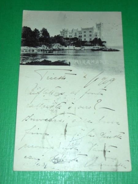 Cartolina Trieste - castello Miramare 1909
