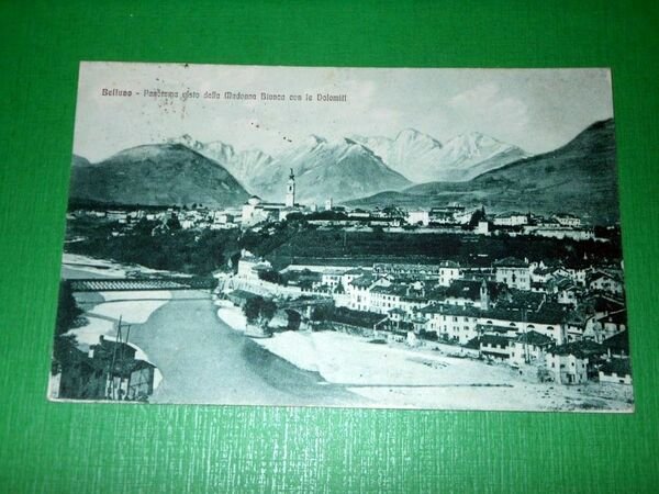 Cartolina Belluno - Panorama visto dalla Madonna Bianca con le …