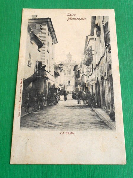 Cartolina Cairo Montenotte - Via Roma 1900 ca