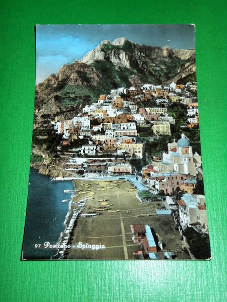 Cartolina Positano - Spiaggia 1959