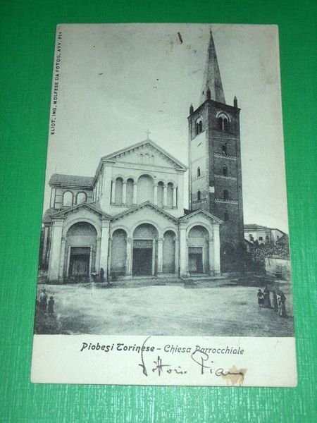 Cartolina Piobesi Torinese - Chiesa Parrocchiale 1910