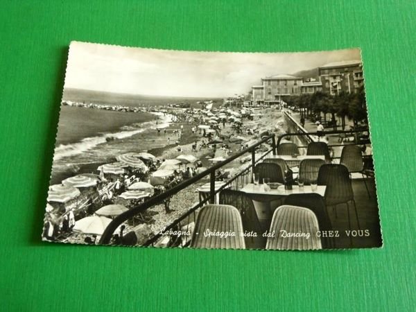 Cartolina Lavagna - Spiaggia vista dal Dancing Chez Vous 1963
