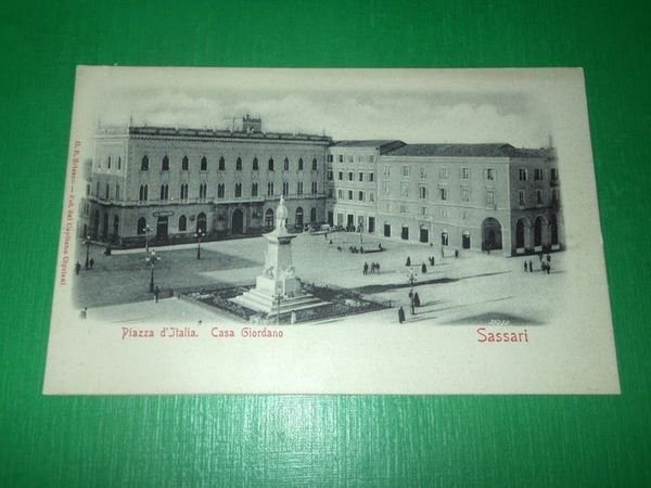 Cartolina Sassari - Piazza d' Italia - Casa Giordano 1900 …