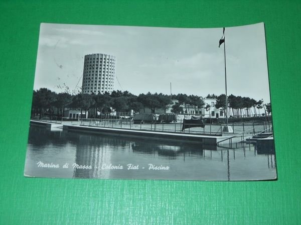 Cartolina Marina di Massa - Colonia FIAT - Piscina 1957