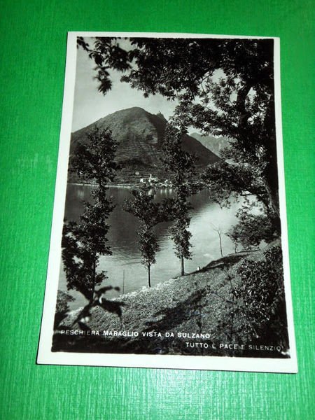 Cartolina Peschiera Maraglio vista da Sulzano 1940 ca