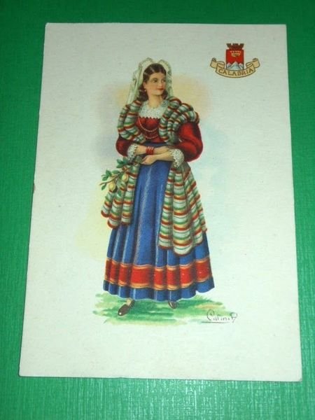 Cartolina Costumi Italiani - Calabria - Illustratore A. Carini 1950 …