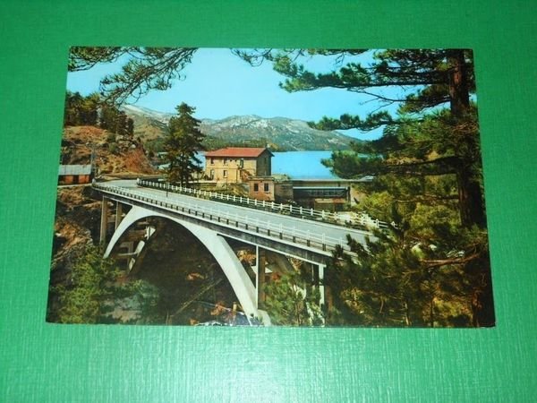 Cartolina Sila - Ponte e diga sul Lago Ampollino 1968